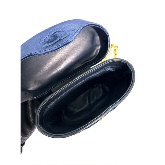 Rare Navy Velvet Crossbody Binocular Bag - Picture 6 of 8